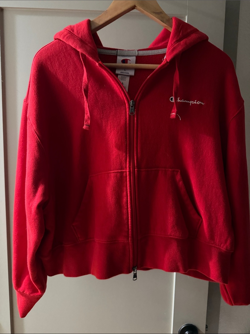 Champion Red Zip-Up Hooded Jacket
